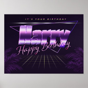 Harry Name Vorname lila retro Poster Geburtstag