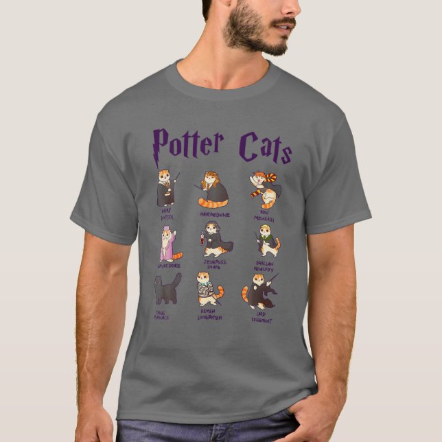 Harry Pawter Cute Cats T Potter Fan Tee Gift (Front)