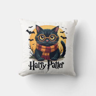 Harry Pawter Witch Black Cat Halloween Funny Movie Cushion