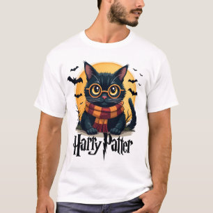 Harry Pawter Witch Black Cat Halloween Funny Movie T-Shirt
