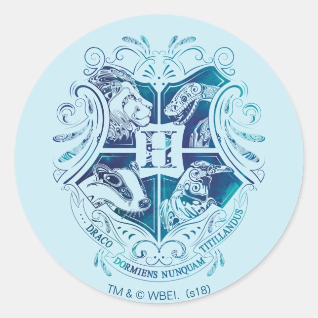 Harry Potter | Aguamenti HOGWARTS™ Crest Classic Round Sticker (Front)