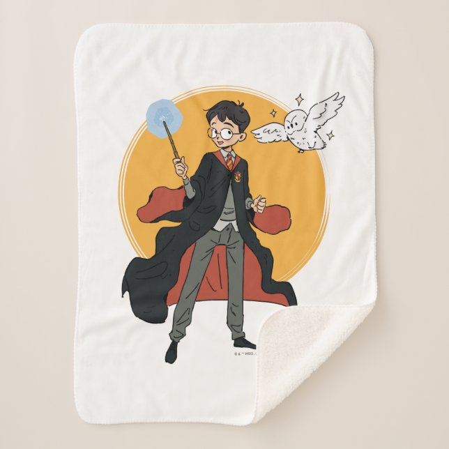 HARRY POTTER™ and Hedwig Illustration Sherpa Blanket (Front)
