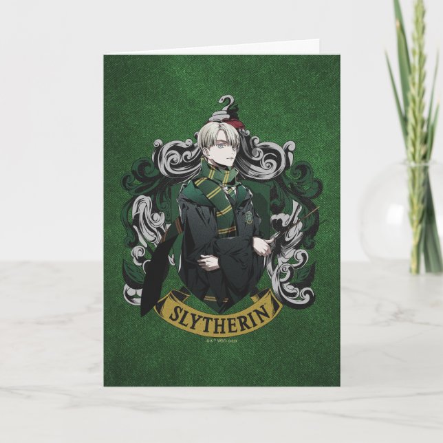 HARRY POTTER™ | Anime Draco Malfoy House Crest Card (Front)