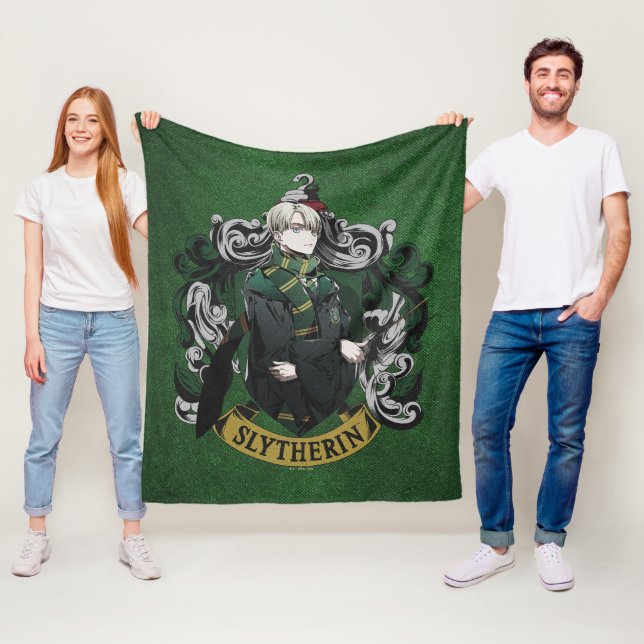HARRY POTTER™ | Anime Draco Malfoy House Crest Fleece Blanket (In Situ)