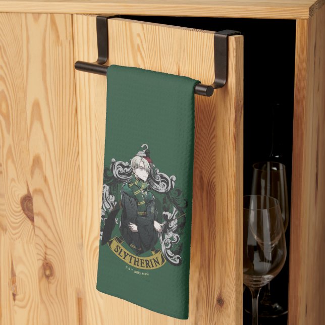 HARRY POTTER™ | Anime Draco Malfoy House Crest Tea Towel (Thirds Fold)
