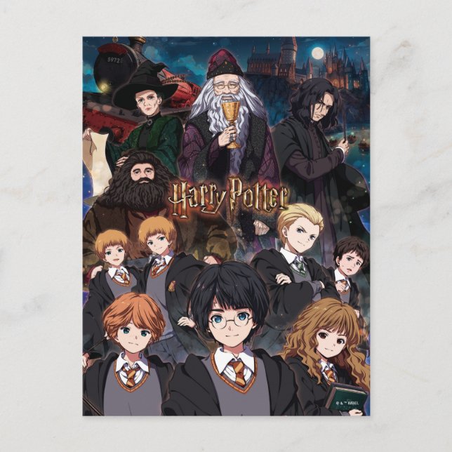 HARRY POTTER™ Anime Ensemble Scene Postcard (Front)