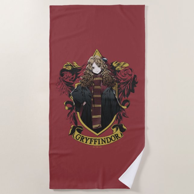 HARRY POTTER™ | Anime Hermione House Crest Beach Towel (Front)