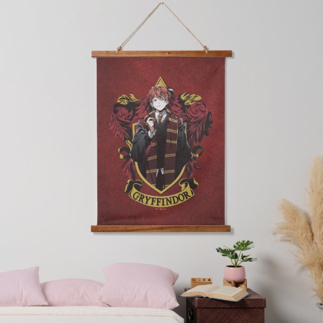HARRY POTTER™ | Anime Ron Weasley House Crest Hanging Tapestry (Bedroom)