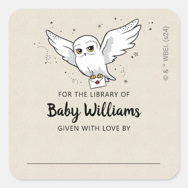 HARRY POTTER™ Baby Shower Gift Book Plate Square Sticker (Front)