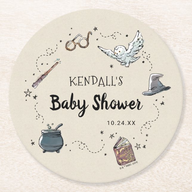 HARRY POTTER™ Baby Shower Round Paper Coaster (Front)
