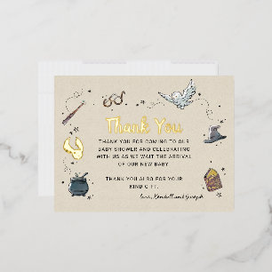 Harry Potter   Baby Shower Thank You Foil Invitation Postcard
