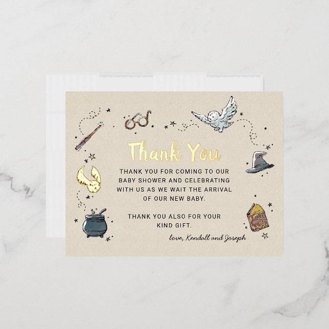 Harry Potter | Baby Shower Thank You Foil Invitation Postcard (Envelope)