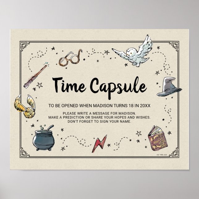 HARRY POTTER™ Baby Shower Time Capsule Sign (Front)