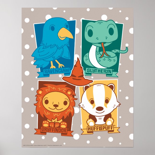 HARRY POTTER™ | CARTOON HOGWARTS™ HOUSES POSTER (Front)