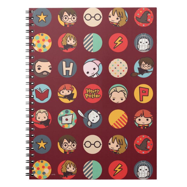Harry Potter Cartoon Icons Pattern Spiral Notebook (Front)