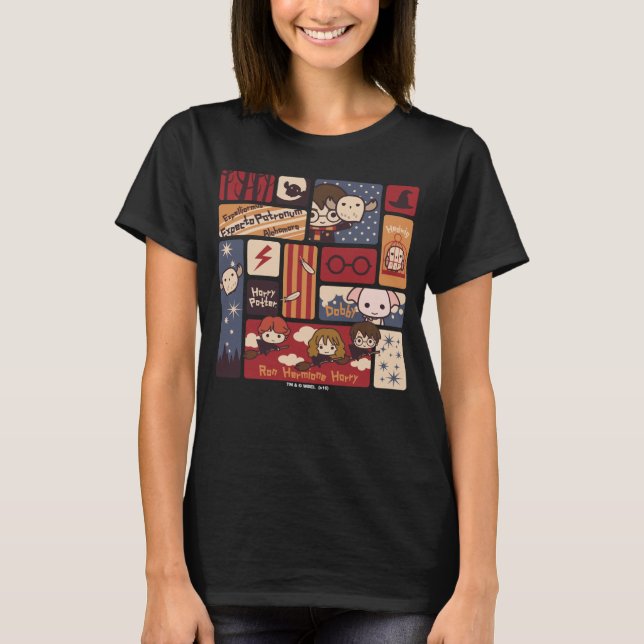 Harry Potter Cartoon Scenes Pattern T-Shirt (Front)