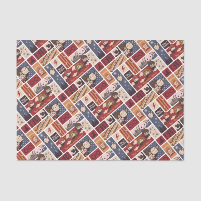 Harry Potter Cartoon Scenes Pattern Tissue Paper (Front)