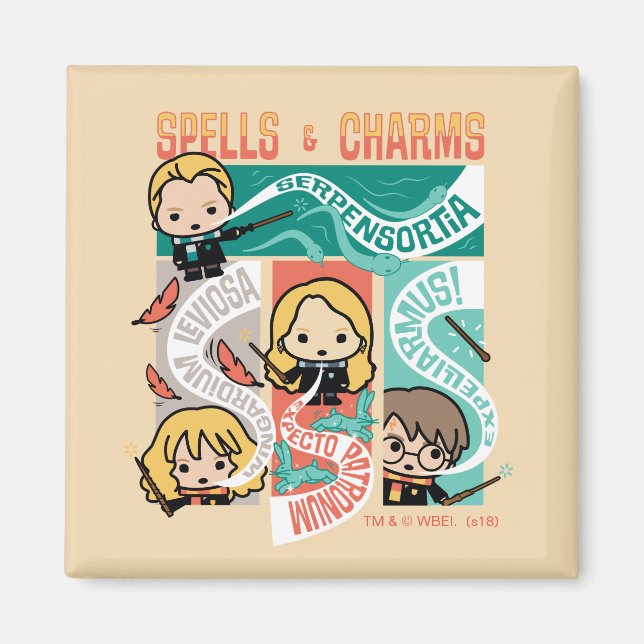HARRY POTTER™ | CARTOON SPELLS & CHARMS MAGNET (Front)