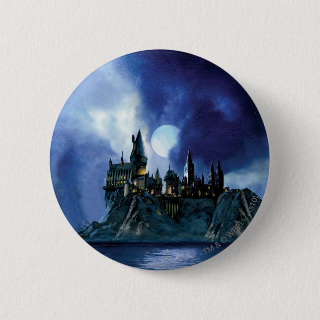 Harry Potter Castle | Hogwarts at Night 6 Cm Round Badge (Front)