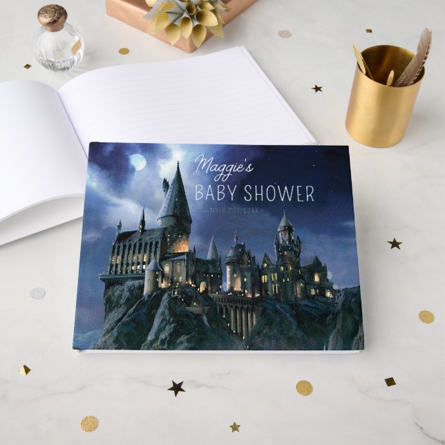 Harry Potter Castle | Moonlit Hogwarts Baby Shower Guest Book (Front Open)