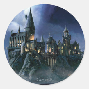 Harry Potter Castle   Moonlit Hogwarts Classic Round Sticker