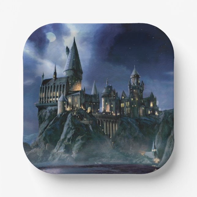 Harry Potter Castle | Moonlit Hogwarts Paper Plate (Front)