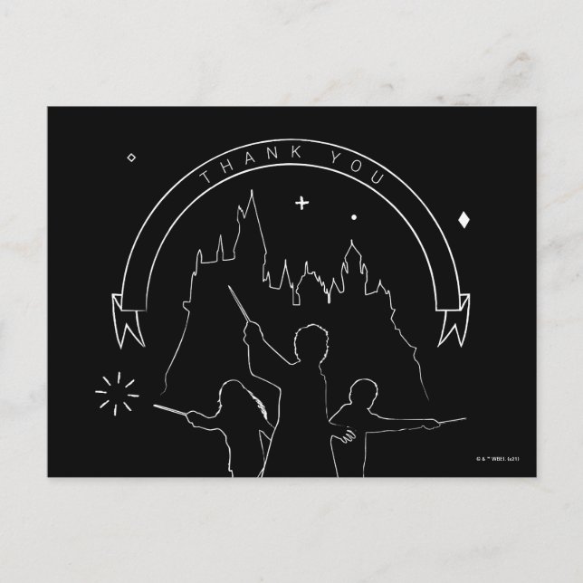 HARRY POTTER™ Characters and Castle Outline Postcard (Front)