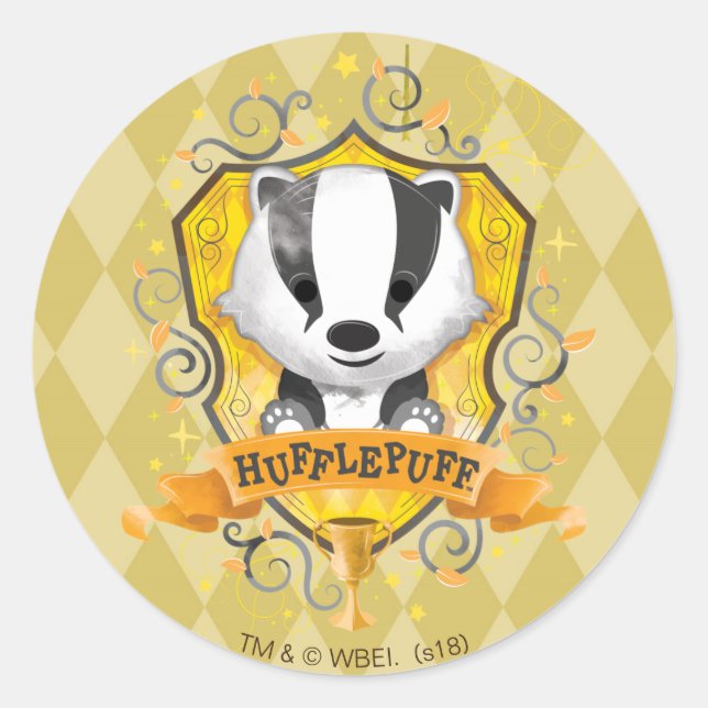 Harry Potter | Charming HUFFLEPUFF™ Crest Classic Round Sticker (Front)