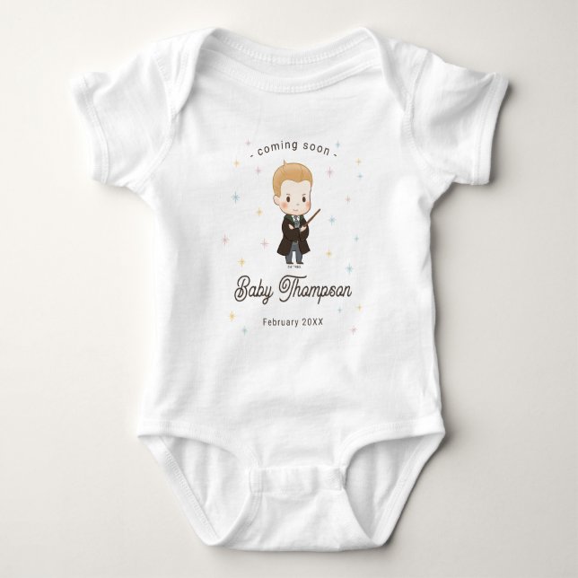 Harry Potter Chibi Draco Malfoy Wizard Baby Shower Bodysuit (Front)