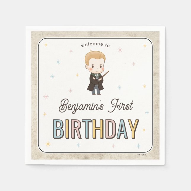 Harry Potter Chibi Draco Malfoy Wizard Birthday Napkin (Front)