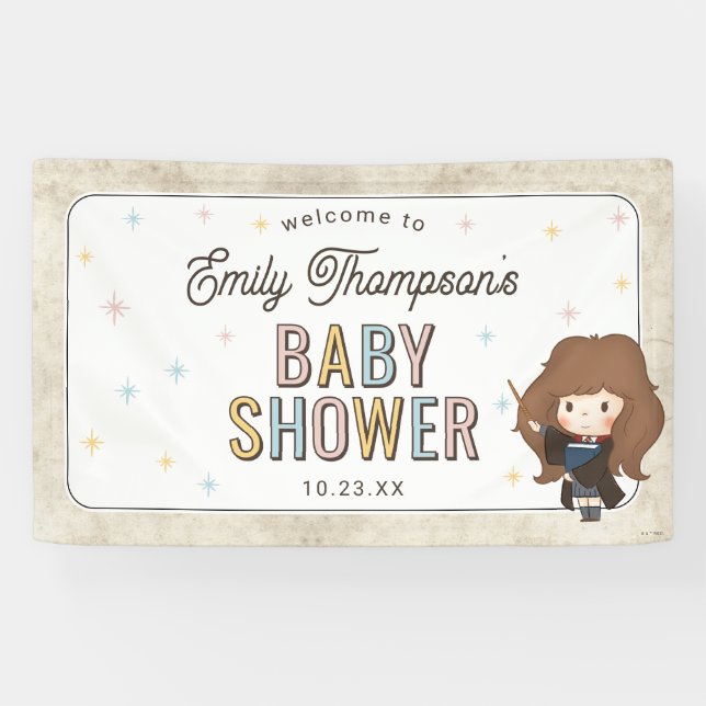 Harry Potter Chibi Hermione Wizard Baby Shower Banner (Horizontal)