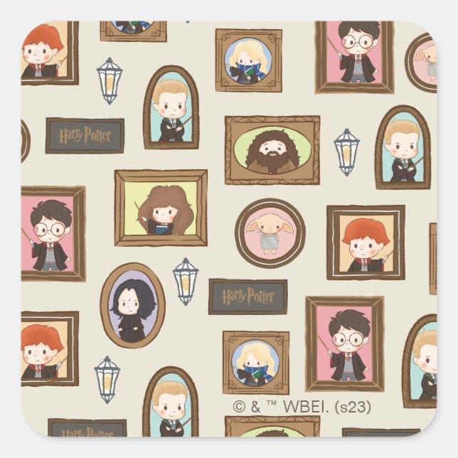 HARRY POTTER™ Chibi Picture Frame Pattern Square Sticker (Front)