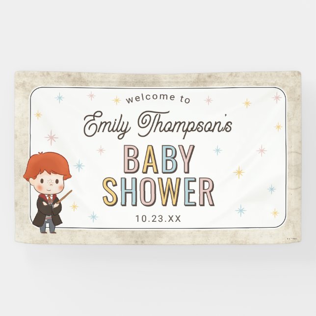 Harry Potter Chibi Ron Weasley Wizard Baby Shower Banner (Horizontal)