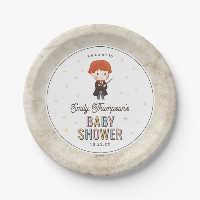 Harry Potter Chibi Ron Weasley Wizard Baby Shower Paper Plate (Front)