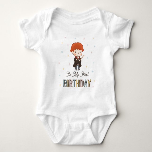 Harry Potter Chibi Ron Weasley Wizard Birthday Baby Bodysuit (Front)