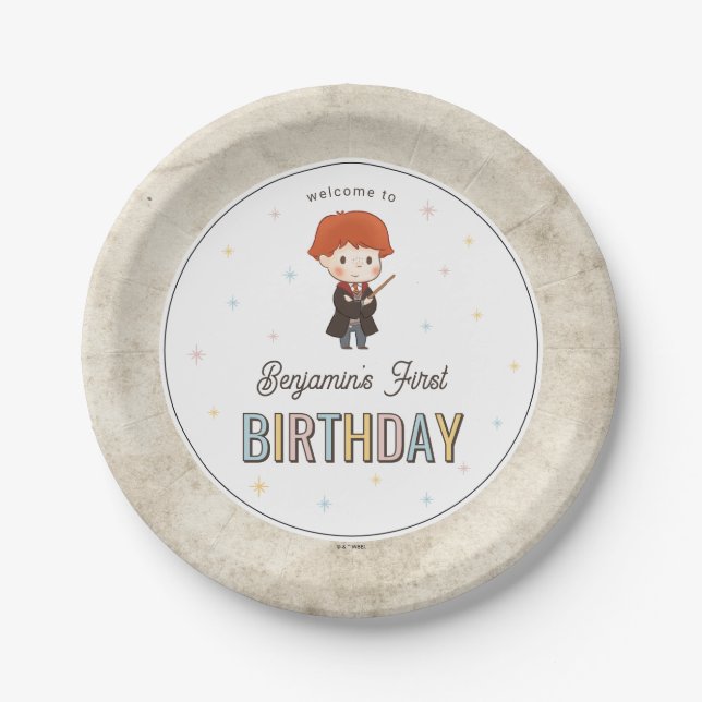 Harry Potter Chibi Ron Weasley Wizard Birthday Paper Plate (Front)