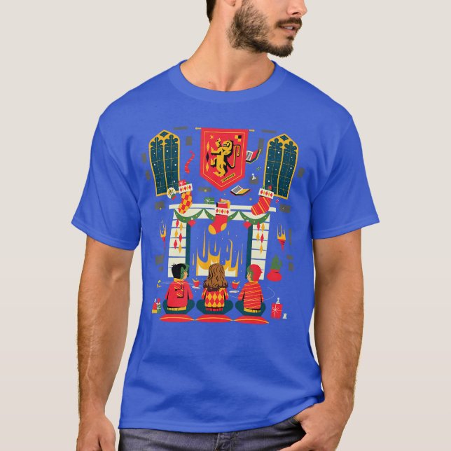 Harry Potter Christmas Friends in Front ofhe Firep T-Shirt (Front)