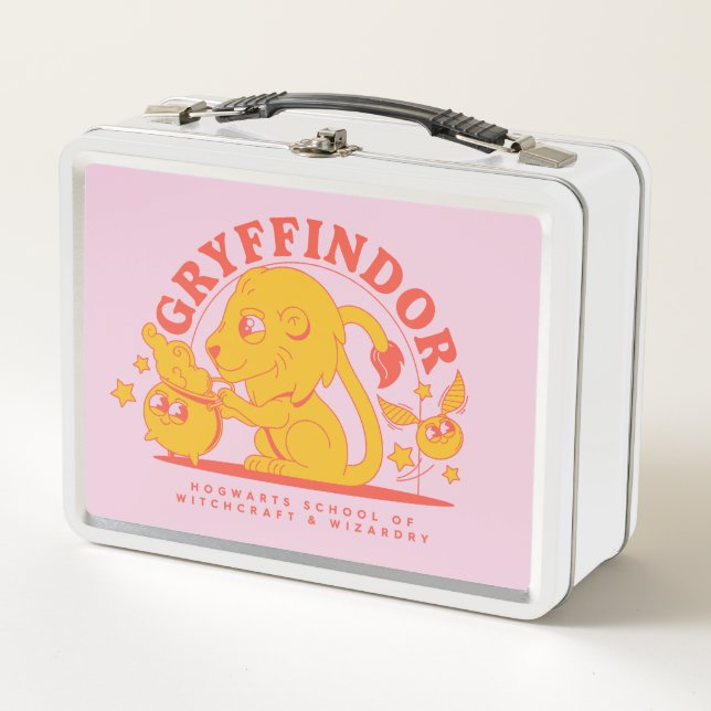 HARRY POTTER™ | Cute GRYFFINDOR™ Hogwarts School Metal Lunch Box (Front)