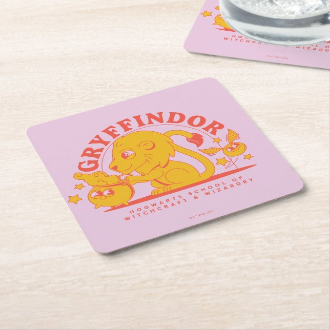 HARRY POTTER™ | Cute GRYFFINDOR™ Hogwarts School Square Paper Coaster (Angled)