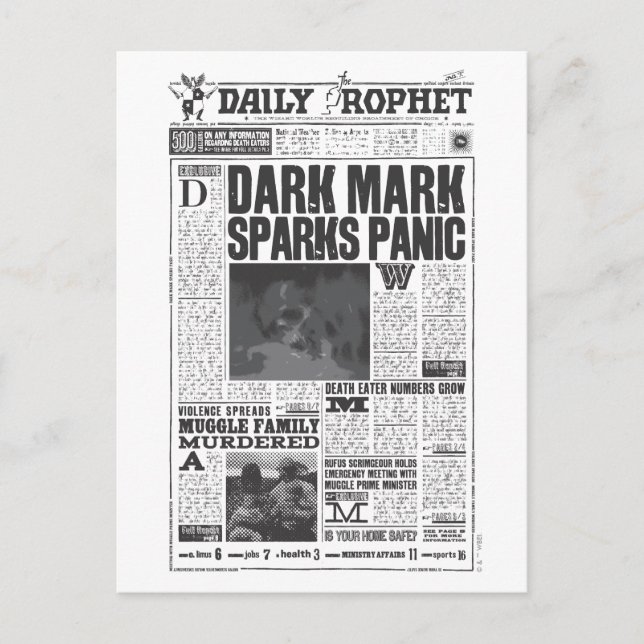 Harry Potter Daily Prophet Front Page Magical Postcard (Front)
