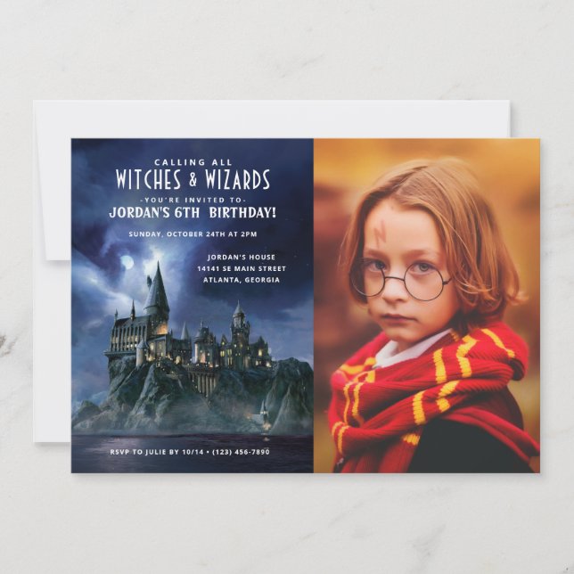 Harry Potter | Dark Hogwarts Castle Birthday Photo Invitation (Front)