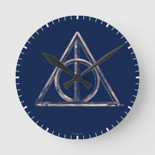 Harry Potter   Deathly Hallows Watercolor Round Clock