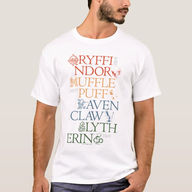 HARRY POTTER™ | Delicate Sketch HOGWARTS™ Houses T-Shirt (Front)