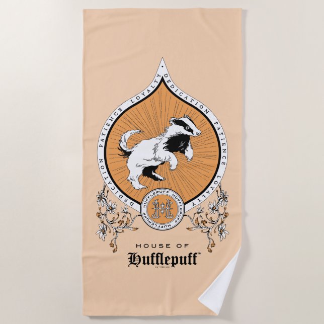 HARRY POTTER™ | Delicate Sketch HUFFLEPUFF™ Crest Beach Towel (Front)