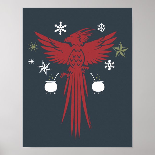 HARRY POTTER™ Fawkes & Cauldrons Holiday Graphic Poster (Front)