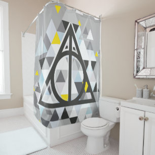 Harry Potter   Geometric Deathly Hallows Symbol Shower Curtain