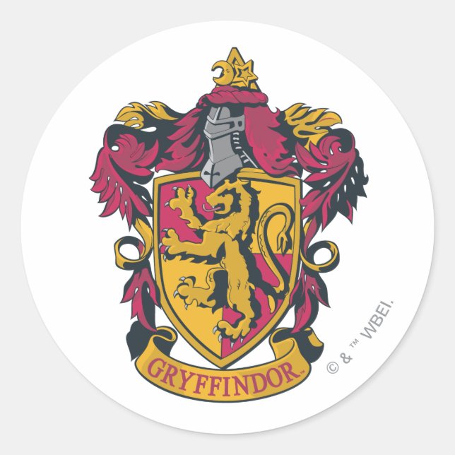 Harry Potter | Gryffindor Crest Gold and Red Classic Round Sticker (Front)