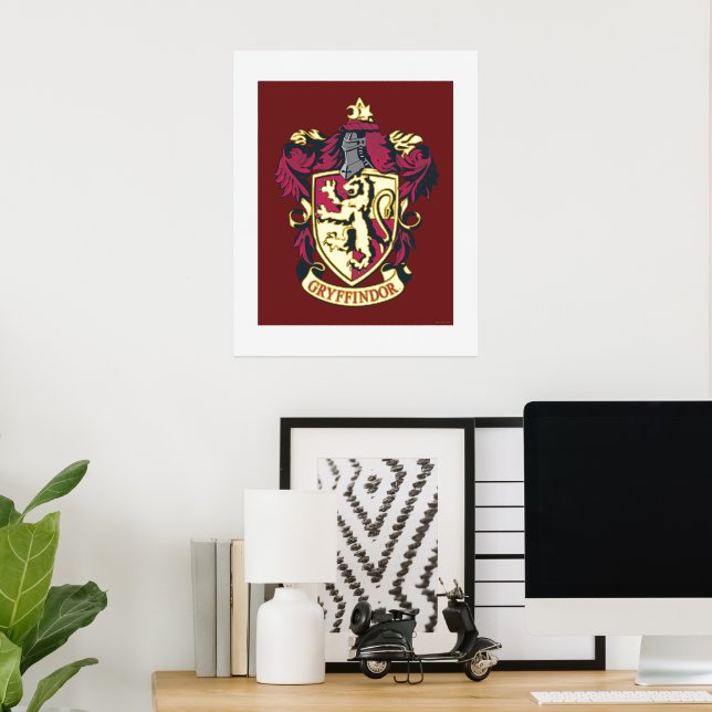 Harry Potter | Gryffindor Crest Gold and Red Foil Prints (In Situ (Desk))