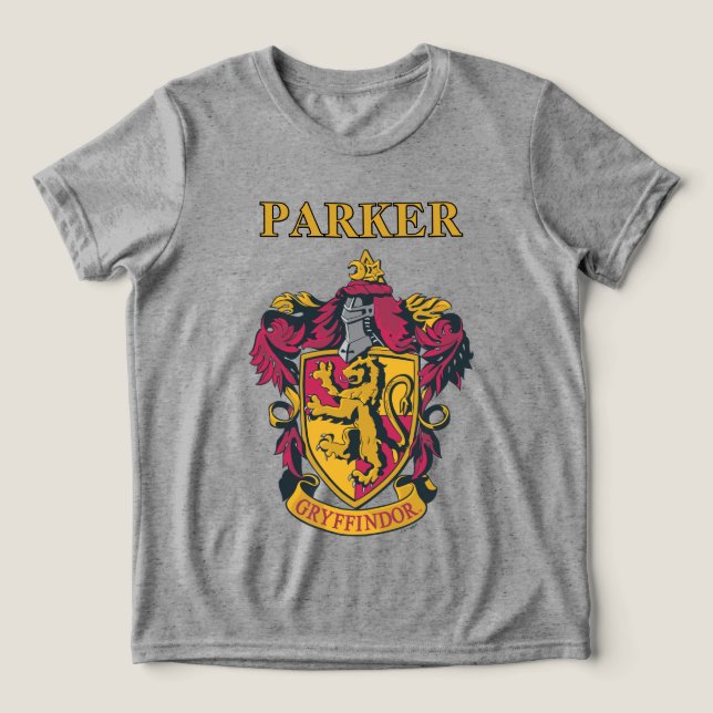 Harry Potter | Gryffindor Crest Gold and Red Tri-Blend Shirt (Design Front)
