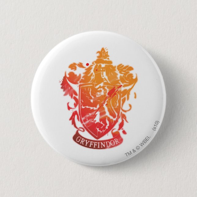 Harry Potter | Gryffindor Crest - Splattered 6 Cm Round Badge (Front)
